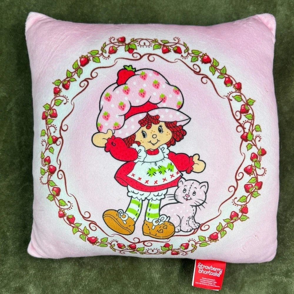 Strawberry Shortcake Pink Plush Decorative Throw Pillow Jay Franco 12x12 2024